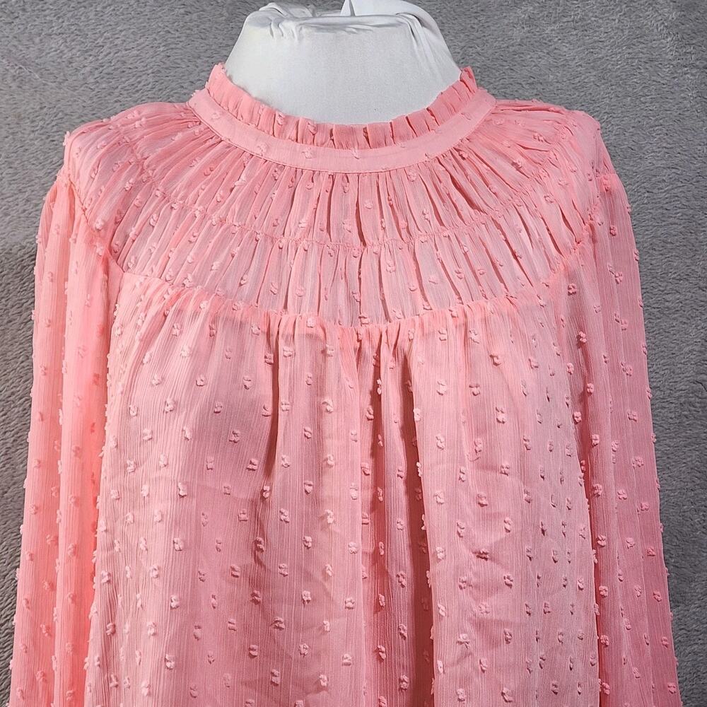 J Crew Clip Dot Blouse Pink Smocked Top Lightweight Lined Womens Size XXL New